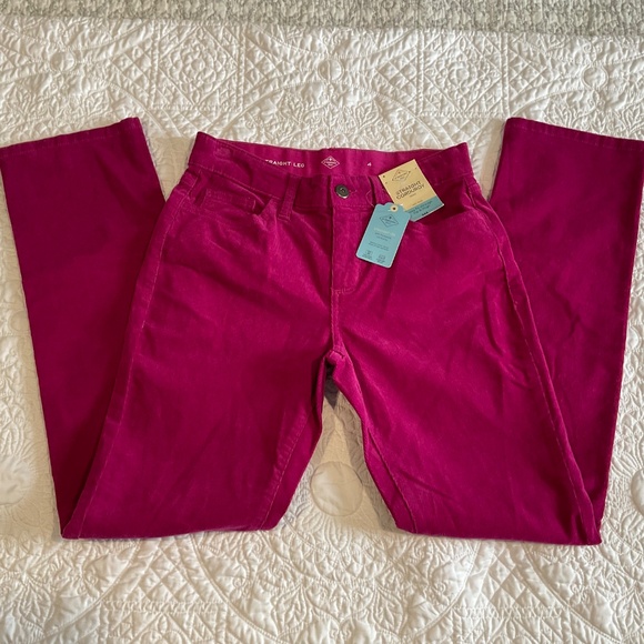 St. John's Bay Straight Corduroy Pants Women's Size 4 Mid Rise FESTIVAL FUCHSIA - Picture 7 of 11